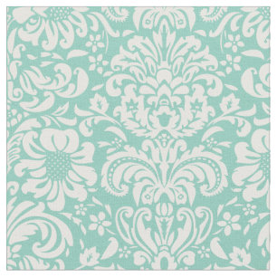 Tissu Aqua Floral Damask
