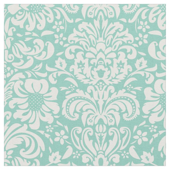 Tissu Aqua Floral Damask (Fermer)