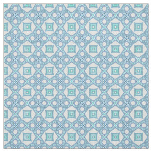 Tissu Aqua Turquoise Bleu Vert Ethnique Mosaïque Motif