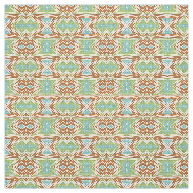 Tissu Aqua Turquoise Lime Vert Orange Blanc Blanc Aspect (Échantillon)
