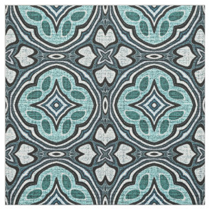 Tissu Aqua Turquoise Turquoise Blue Bali Batik Style Mot