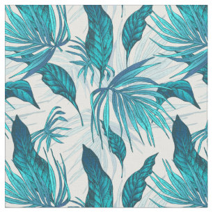 Tissu Aqua Vintage et Motif tropical Turquoise