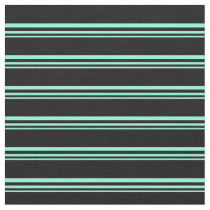Tissu Aquamarine et Motif à rayures/à nappes noires