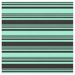 Tissu Aquamarine et Motif noir des bandes