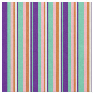 Tissu Aquamarine, Indigo, Blanc, Chocolat & Rose clair