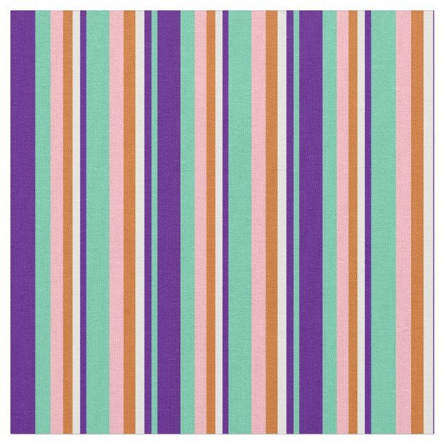 Tissu Aquamarine, Indigo, Blanc, Chocolat & Rose clair (Fermer)