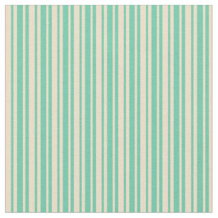 Tissu Aquamarine & Tan Coloured Linored Motif