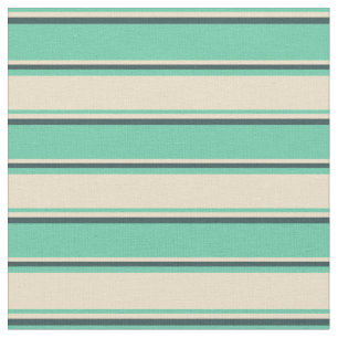 Tissu Aquamarine, Tan et Motif gris ardoise foncé