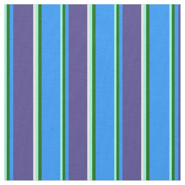 Tissu Aquamarine, Vert, Bleu, Ardoise Bleue & Crème (Fermer)