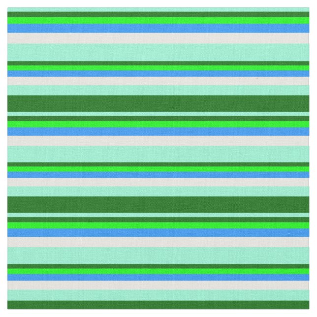 Tissu Aquamarine, Vert foncé, Lime, Bleu et Blanc (Fermer)