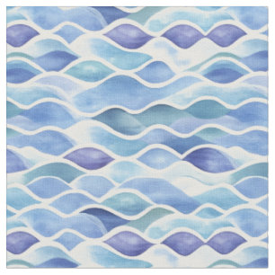 Tissu Aquarelle Abstrait en bleu / vert / blanc
