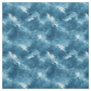 Tissu Aquarelle Abstraite bleue et blanche