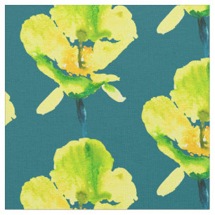 Tissu Aquarelle abstraite jaune lâche floral