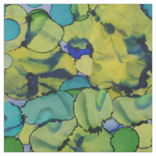 Tissu Aquarelle Abstraite Verte Bleue Turquoise