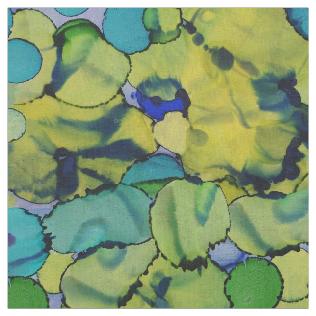 Tissu Aquarelle Abstraite Verte Bleue Turquoise (Échantillon)