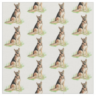 Tissu Aquarelle Allemand Berger chien animal de compagni