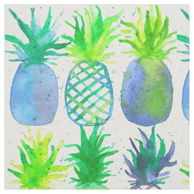 Tissu Aquarelle Ananas Motif de fruits (Échantillon)