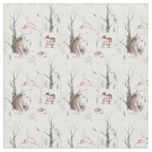 Tissu Aquarelle Animaux forestiers
