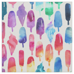 Tissu Aquarelle arc-en-ciel Crème de glace Popsicle Yumm