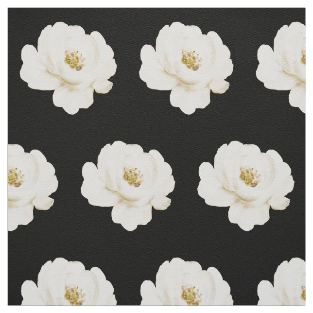 Tissu Aquarelle blanche noir (Échantillon)