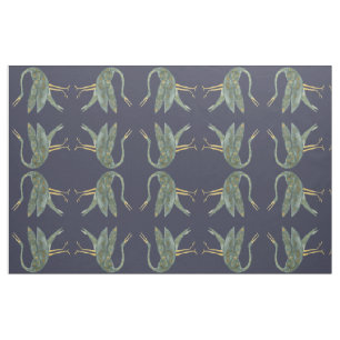 Tissu Aquarelle bleu foncé moderne Crane birds