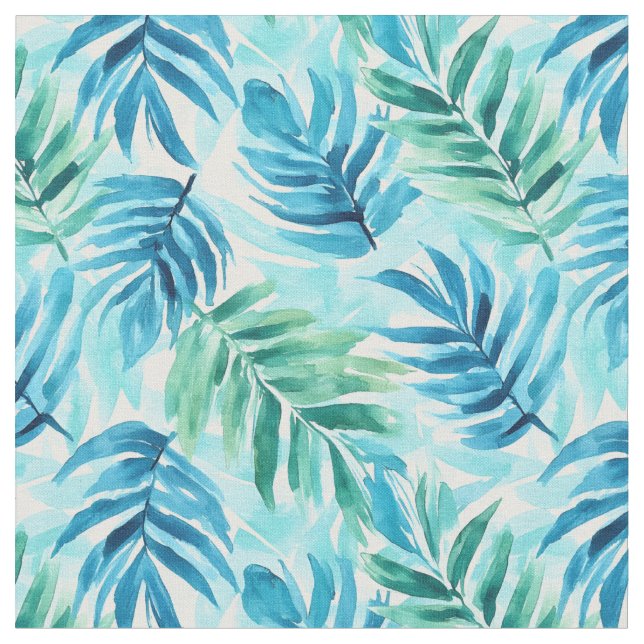 Tissu Aquarelle Bleu & Vert Palm Frances (Fermer)