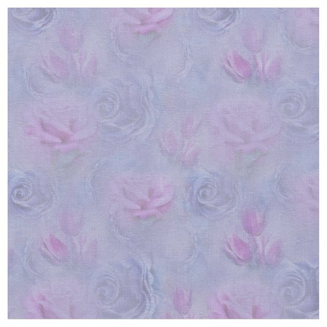 Tissu Aquarelle bleu violet Roses & tulipes (Fermer)