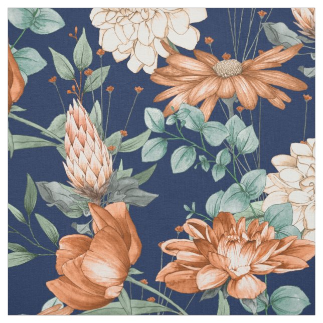 Tissu Aquarelle Brûlé Orange Blanc Motif (Échantillon)