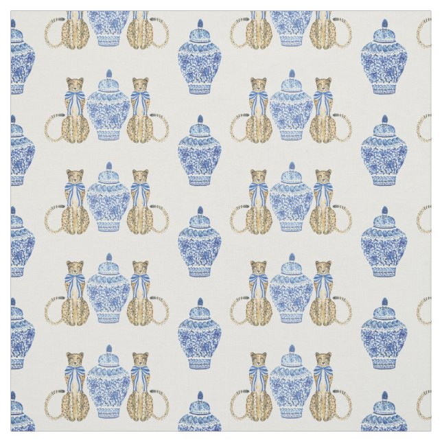 Tissu Aquarelle Chinoiserie Ginger Jar Cheetah (Échantillon)