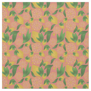 Tissu Aquarelle Citron rose Motif de fruits