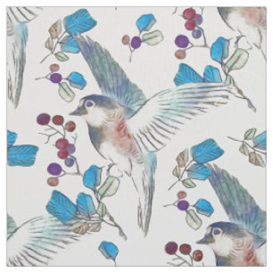 Tissu Aquarelle colorée Birdies Motif