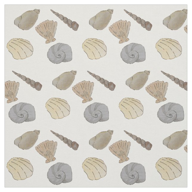 Tissu Aquarelle côtière Coques marines (Échantillon)