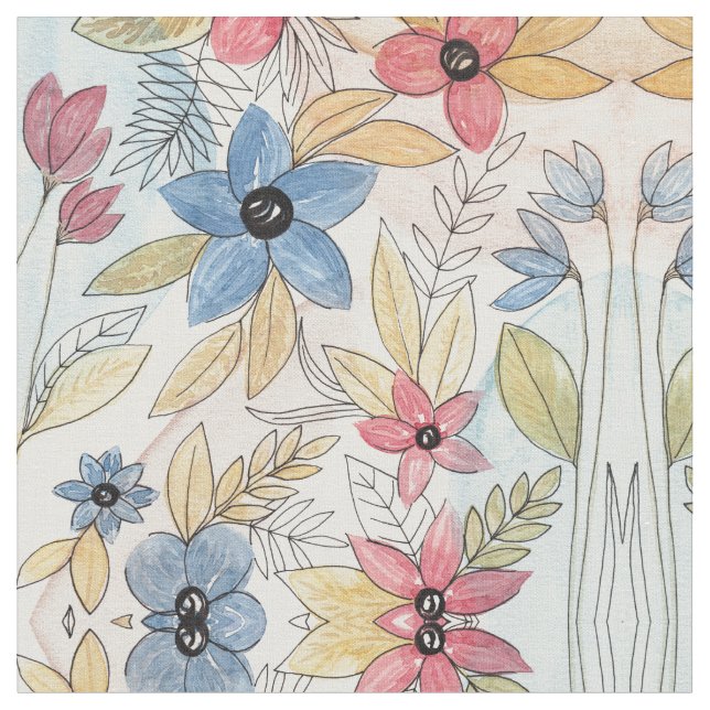 Tissu Aquarelle couleur terre Floral Art Feuille (Fermer)