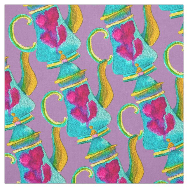 Tissu Aquarelle couleur turque teapot (Échantillon)