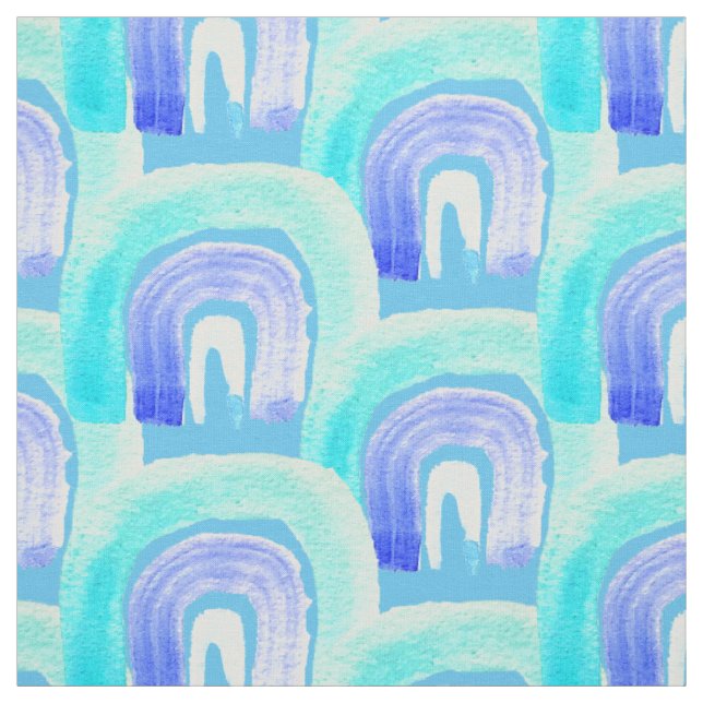 Tissu Aquarelle d'amour bleu arc-en-ciel (Échantillon)
