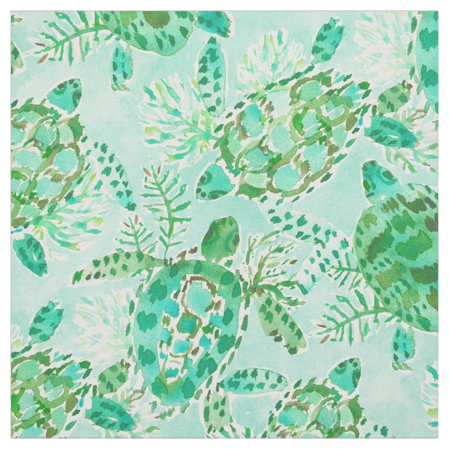 Tissu Aquarelle d'Aqua de vert de FLOTTEUR de TORTUE (Échantillon)