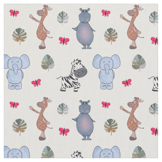 Tissu Aquarelle de jeu Safari Animals v.1 fabric (Fermer)