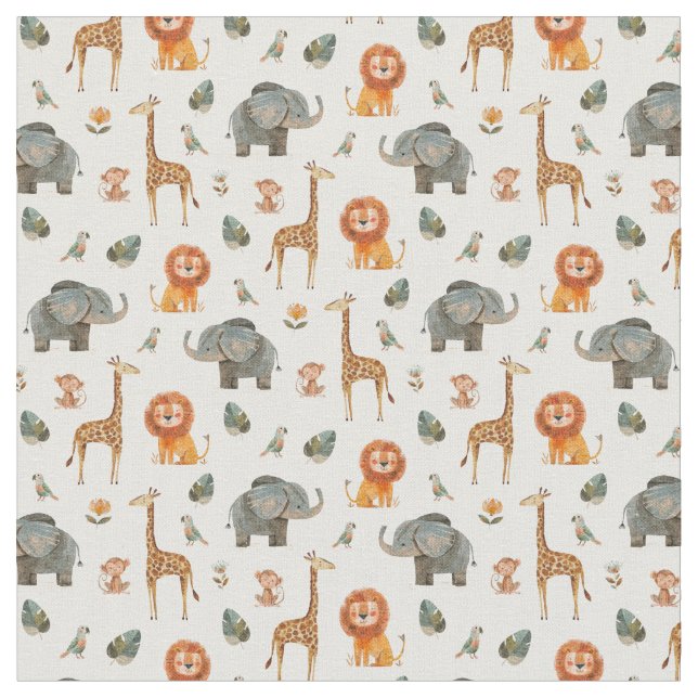Tissu Aquarelle de jeu Safari Animals v.2 fabric (Fermer)