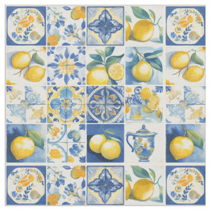 Tissu Aquarelle de la côte amalfitaine Citron méditerran