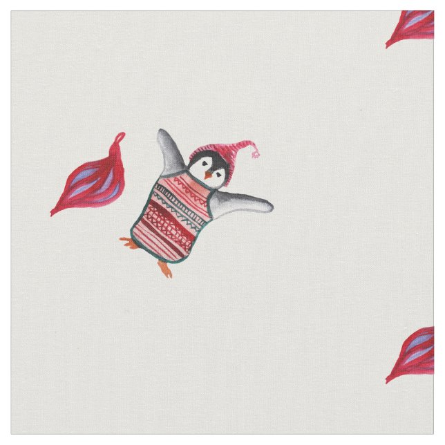 Tissu Aquarelle de pingouin  (Fermer)