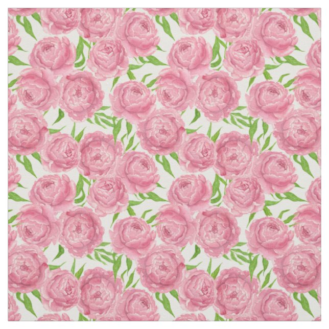 Tissu Aquarelle de pivoines roses (Échantillon)