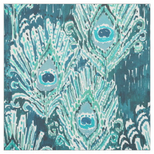 Tissu Aquarelle de Teal de plume de Peacocky