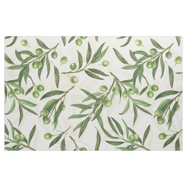Tissu Aquarelle des branches d'olive (Fat Quarter)