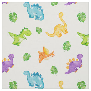 Tissu Aquarelle Dinosaur Dino Neutre bébé garçon fille
