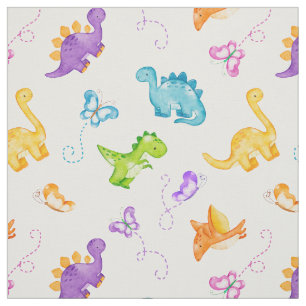 Tissu Aquarelle Dinosaur mignon Dino Papillon Bébé Fille