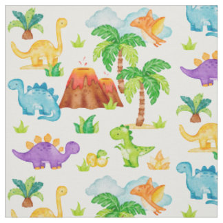 Tissu Aquarelle Dinosaur Volcano Palm Tree Enfants bébé