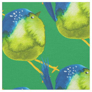 Tissu Aquarelle d'oiseau vert mou
