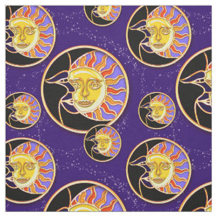 TISSU AQUARELLE DU SOLEIL ET DE LUNE D'ÉCLIPSE SOLAIRE
