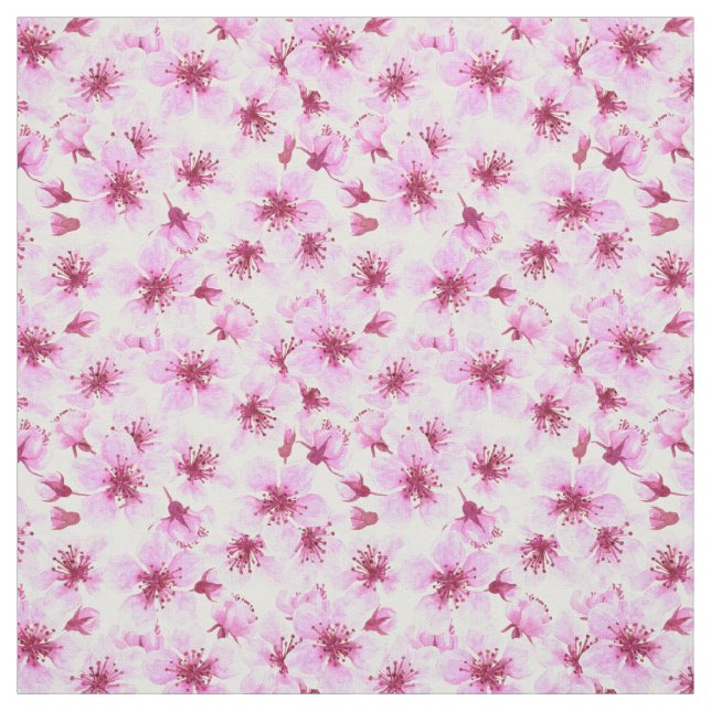 Tissu Aquarelle en fleurs de cerisier (Échantillon)