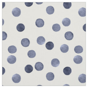 Tissu Aquarelle. En pois bleu.